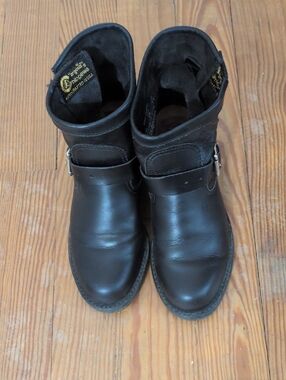 Chippewa Black Leather Ankle Engineer Boots